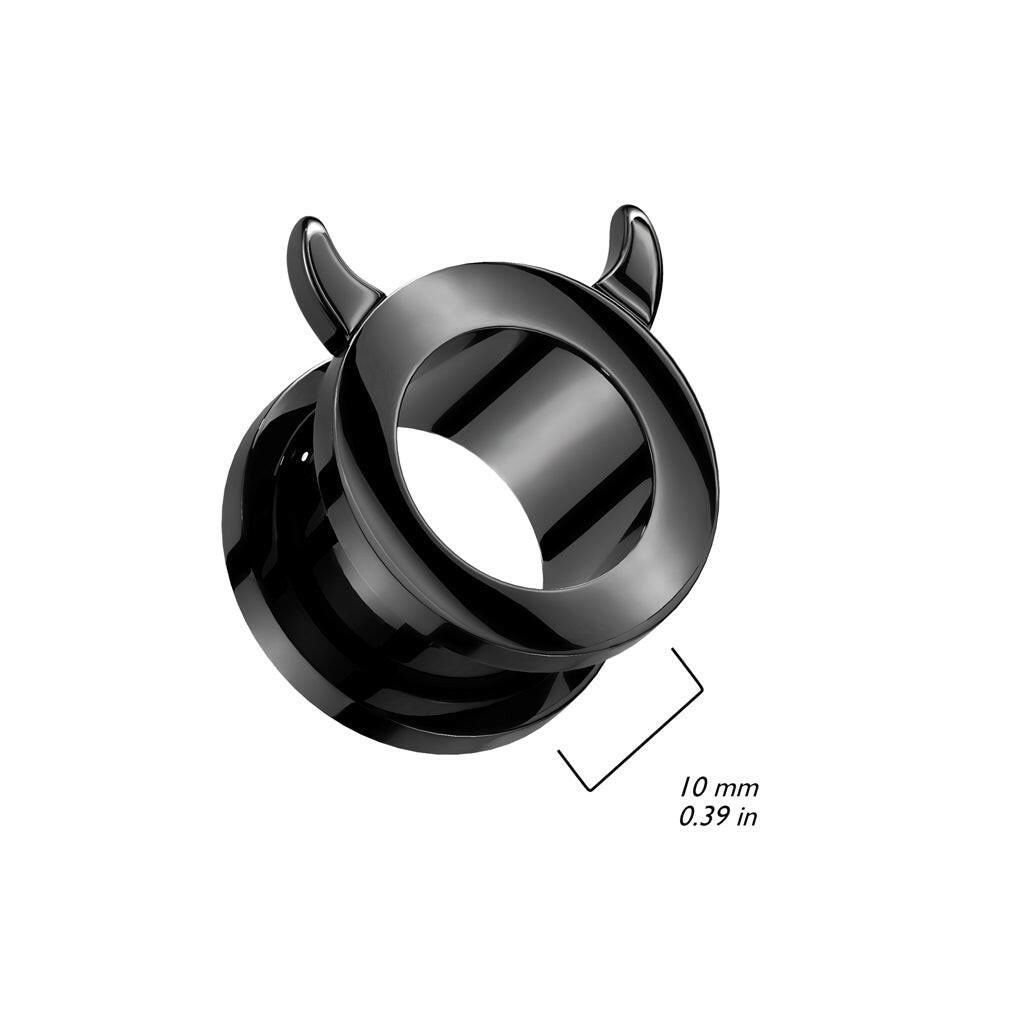 Devil Horn Rim Black PVD over 316L Surgical Steel Screw Fit Tunnel Tunnels Impulse Piercings