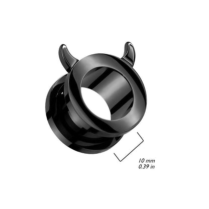 Devil Horn Rim Black PVD over 316L Surgical Steel Screw Fit Tunnel Tunnels Impulse Piercings