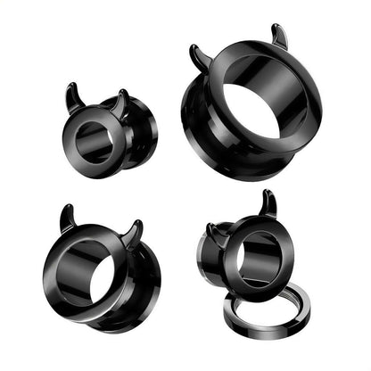 Devil Horn Rim Black PVD over 316L Surgical Steel Screw Fit Tunnel Tunnels Impulse Piercings