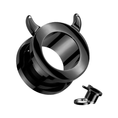 Devil Horn Rim Black PVD over 316L Surgical Steel Screw Fit Tunnel Tunnels Impulse Piercings