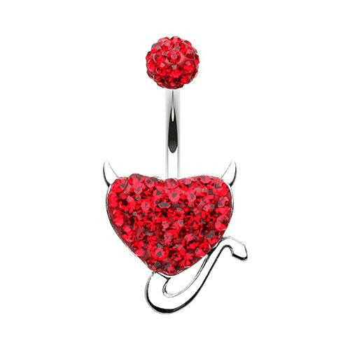 Devil's Heart Multi-Sprinkle Dot Belly Button Ring Navel Ring Impulse Piercings Red