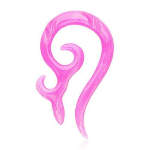 Devil's Horn Acrylic Ear Gauge Spiral Hanging Taper Tapers Impulse Piercings 14 GA (1.6mm) Pink