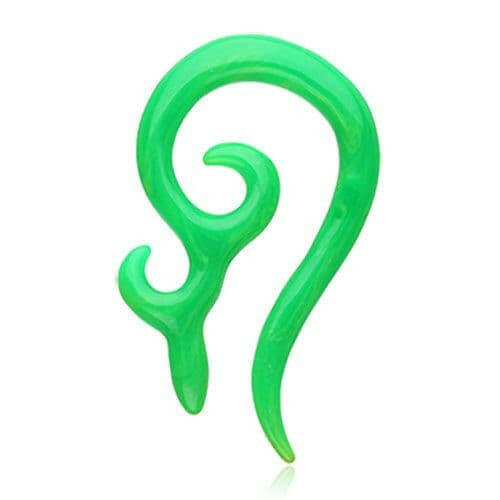 Devil's Horn Acrylic Ear Gauge Spiral Hanging Taper Tapers Impulse Piercings 14 GA (1.6mm) Green