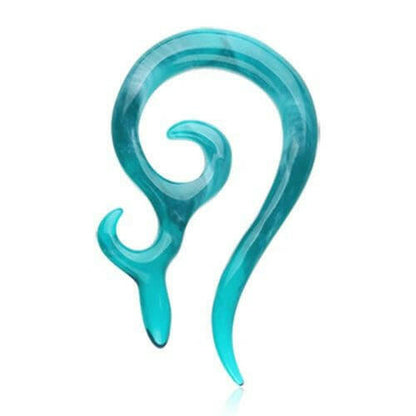 Devil's Horn Acrylic Ear Gauge Spiral Hanging Taper Tapers Impulse Piercings 14 GA (1.6mm) Teal