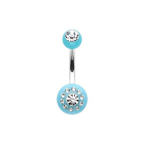 Dial Gem Sparkle Acrylic Belly Button Ring Navel Ring Impulse Piercings Light Blue