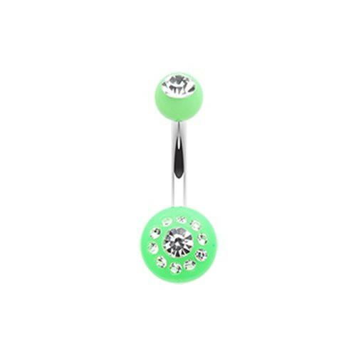 Dial Gem Sparkle Acrylic Belly Button Ring Navel Ring Impulse Piercings Light Green