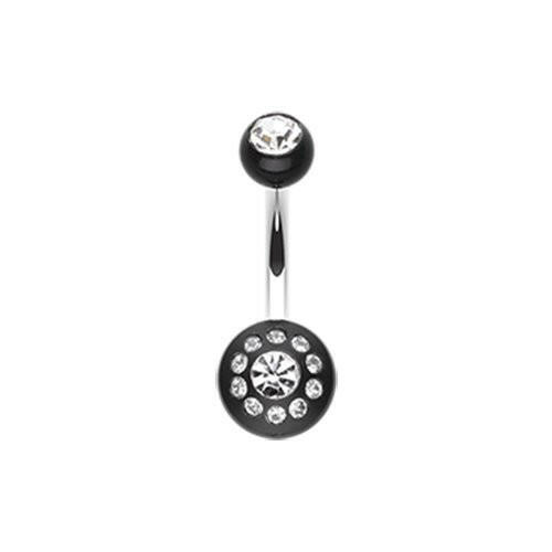 Dial Gem Sparkle Acrylic Belly Button Ring Navel Ring Impulse Piercings Black