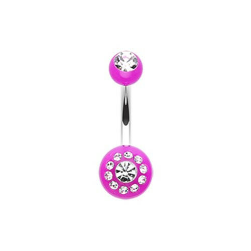 Dial Gem Sparkle Acrylic Belly Button Ring Navel Ring Impulse Piercings Purple