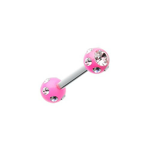 Double Aurora Gem Ball Acrylic Top Cartilage Tragus Barbell Cartilage Earring Impulse Piercings pink/Clear