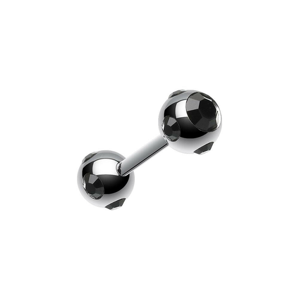 Double Aurora Gem Ball Steel Cartilage Tragus Barbell Cartilage Earring Impulse Piercings Black