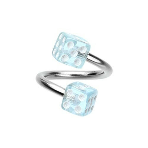 Double Dice Acrylic Twist Spiral Ring Spiral Impulse Piercings Light Blue