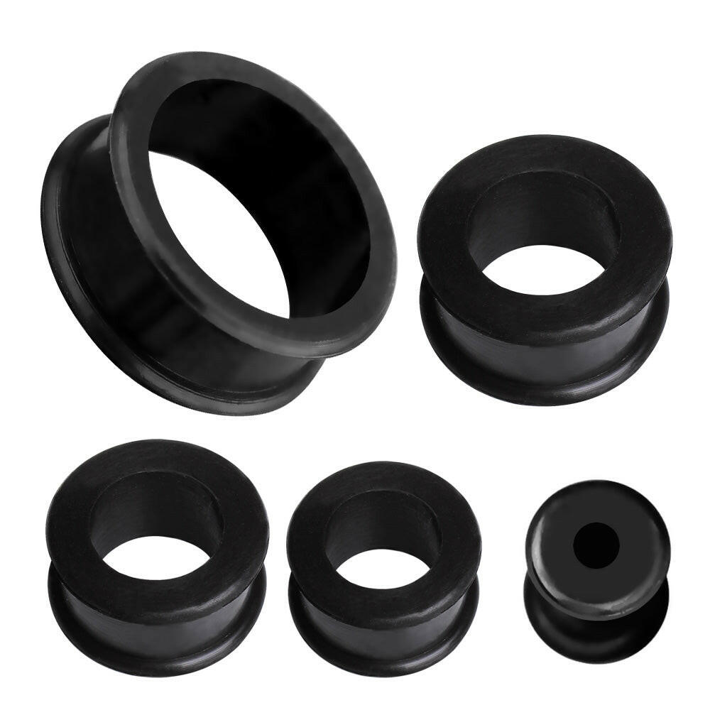 Double Flare Flexible Tunnel Plug Plugs Impulse Piercings 6 gaugeBlack