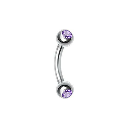 Double Gem Ball Curved Barbell Eyebrow Ring Curved Barbell Impulse Piercings 5/16" (8mm) Tanzanite