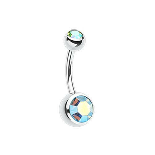 Double Gem Ball Steel Belly Button Ring 10mm Navel Ring Impulse Piercings