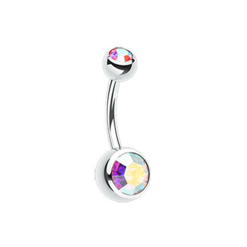 Double Gem Ball Steel Belly Button Ring 10mm Navel Ring Impulse Piercings