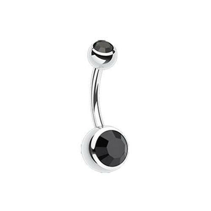 Double Gem Ball Steel Belly Button Ring 10mm Navel Ring Impulse Piercings 3/16x5/16" (5x8mm) Black