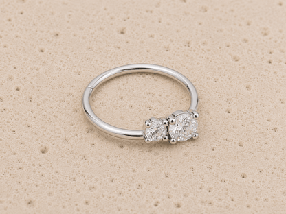 Double Gem CZ Nose Hoop Cartilage Ring 18G