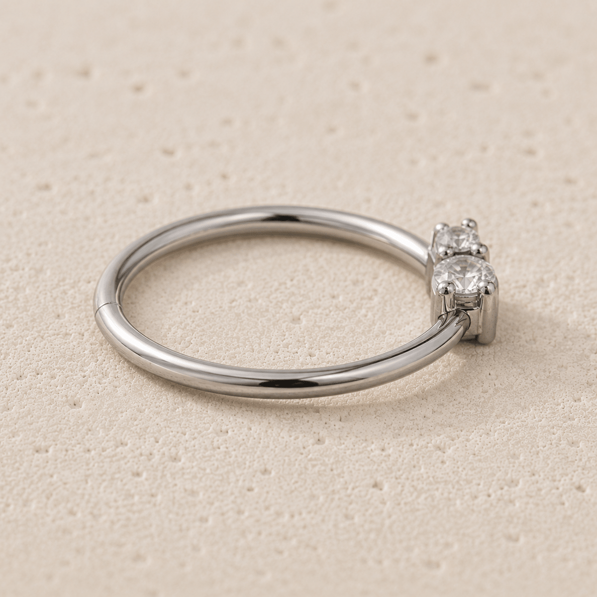 Double Gem CZ Nose Hoop Cartilage Ring 18G