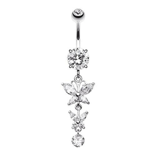 Double Glam Butterfly Cubic Zirconia Belly Button Ring Navel Ring Impulse Piercings