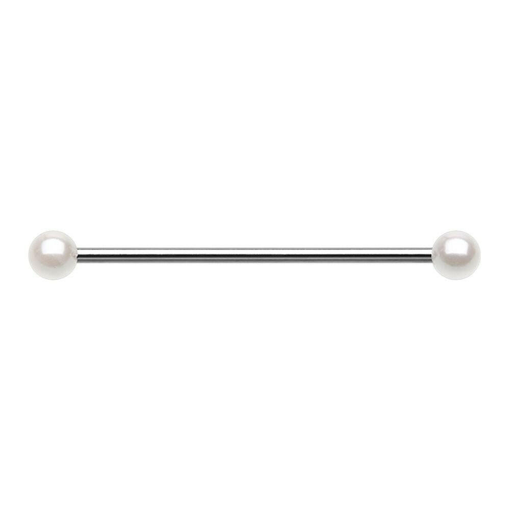 Double Luster Pearl Ball Steel Industrial Barbell Industrial Barbell Impulse Piercings