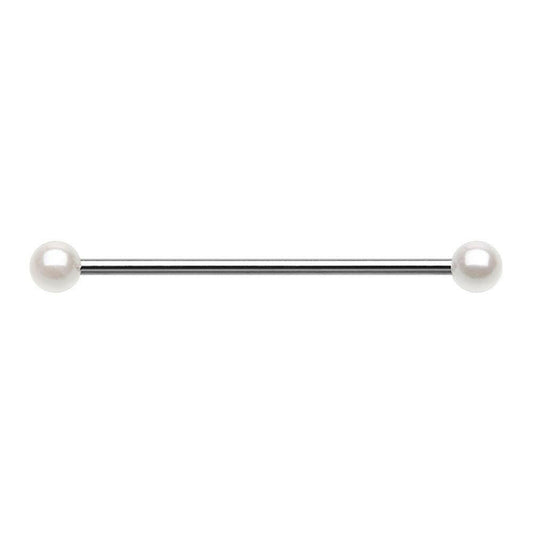 Double Luster Pearl Ball Steel Industrial Barbell Industrial Barbell Impulse Piercings