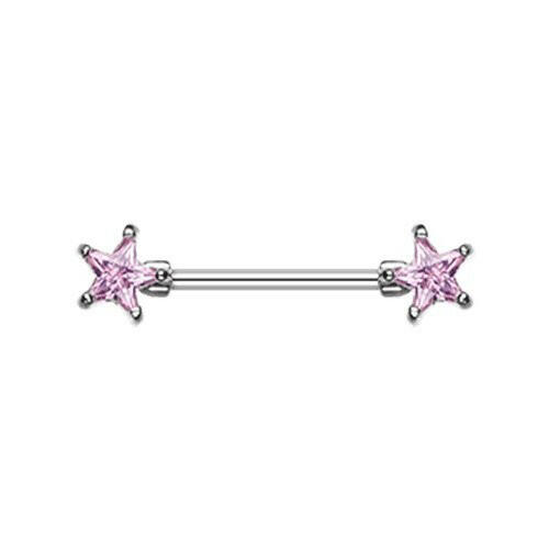 Double Star Gem Nipple Barbell Ring Nipple Ring Impulse Piercings