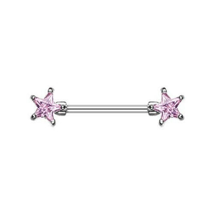 Double Star Gem Nipple Barbell Ring Nipple Ring Impulse Piercings