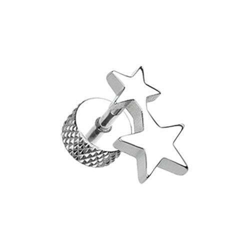 Double Star Steel Fake Plug Earrings Fake Plug Earrings Impulse Piercings 16 GA (1.2mm)