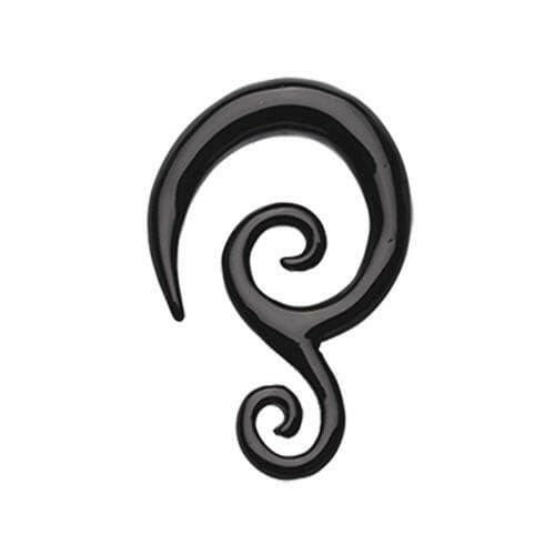 Double Tribal Spiral Acrylic Ear Gauge Spiral Hanging Taper Tapers Impulse Piercings 14 GA (1.6mm) Black