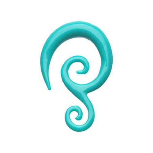 Double Tribal Spiral Acrylic Ear Gauge Spiral Hanging Taper Tapers Impulse Piercings 14 GA (1.6mm) Teal