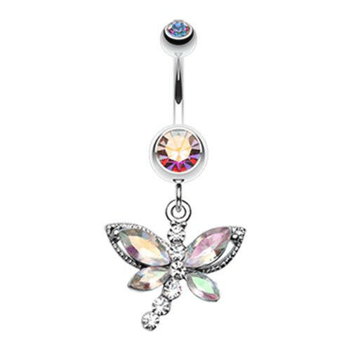 Dragonfly Glam Belly Button Ring Navel Ring Impulse Piercings Aurora Borealis