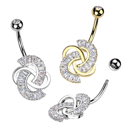 Surgical Steel Baguette CZ Knot Belly Button Navel Ring Navel Rings Skin Metals