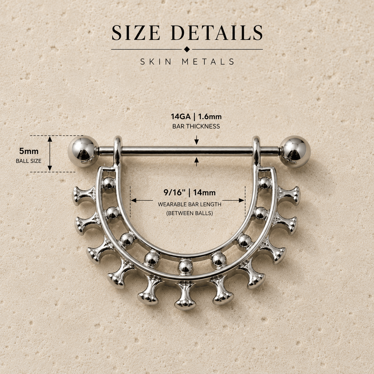 Egyptian Collar Nipple Shield 14G Silver 316L