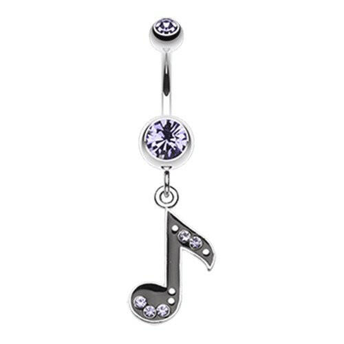 Eighth Music Note Sparkle Belly Button Ring Navel Ring Impulse Piercings Tanzanite