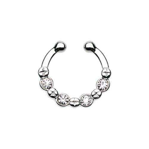 Elan Multi-Gem Fake Septum Clip-On Ring Fake Septum Ring Impulse Piercings Clear