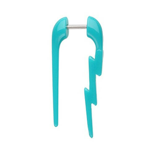 Electro Lighting Fake Hanging Taper Fake Plug Earrings Impulse Piercings 18 GA (1mm) Teal