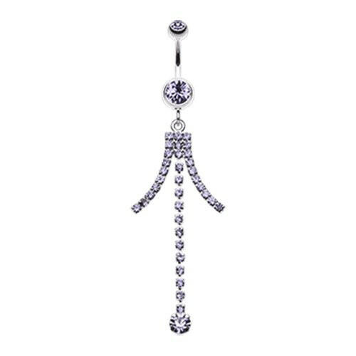 Elegant Bejeweled Cascading Belly Button Ring Navel Ring Impulse Piercings Tanzanite