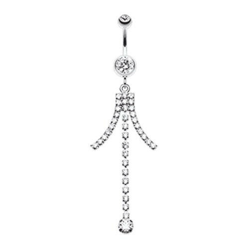 Elegant Bejeweled Cascading Belly Button Ring Navel Ring Impulse Piercings Clear