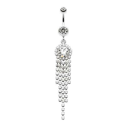 Elegant Chandelier Sparkle Belly Button Ring Navel Ring Impulse Piercings Clear