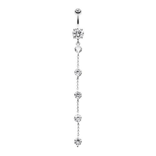 Elegant Crystalline Droplets Cubic Zirconia Belly Button Ring Navel Ring Impulse Piercings