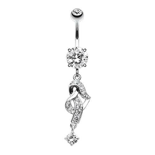 Elegant Heart Knot Multi-Gem Cubic Zirconia Belly Button Ring Navel Ring Impulse Piercings