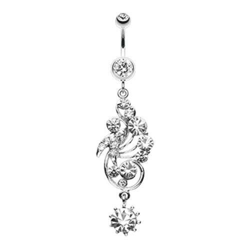 Elegant Journey Vine Swirl Belly Button Ring Navel Ring Impulse Piercings Clear