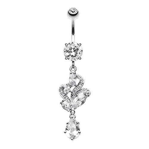 Elegant Luster Vines Cubic Zirconia Belly Button Ring Navel Ring Impulse Piercings Clear