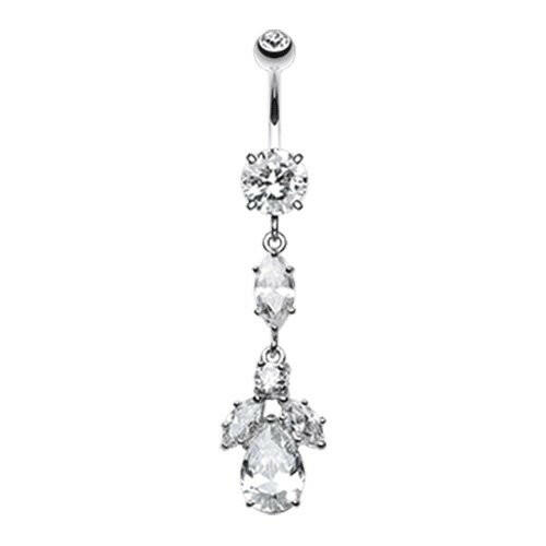 Elegant Marquise Teardrop Crystalline Cubic Zirconia Belly Button Ring Navel Ring Impulse Piercings