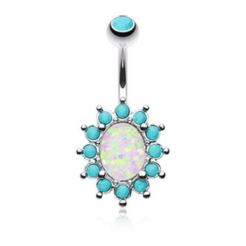 Elegant Opal Turquoise Belly Button Ring Navel Ring Impulse Piercings