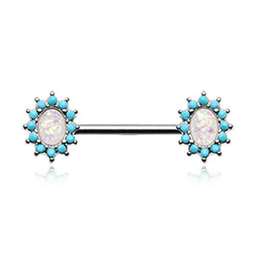 Elegant Opal Turquoise Nipple Barbell Ring Nipple Ring Impulse Piercings