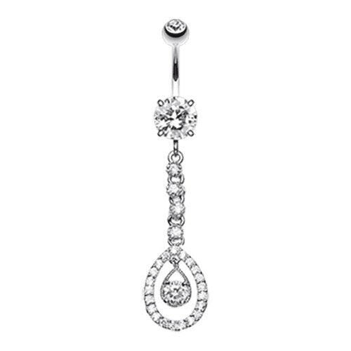 Elegant Teardrop Sparkle Cubic Zirconia Belly Button Ring Navel Ring Impulse Piercings Clear