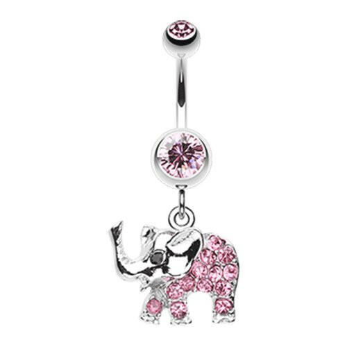 Elephant Walk Dangle Belly Button Ring Navel Ring Impulse Piercings Light Pink