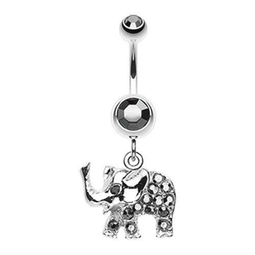 Elephant Walk Dangle Belly Button Ring Navel Ring Impulse Piercings Hematite