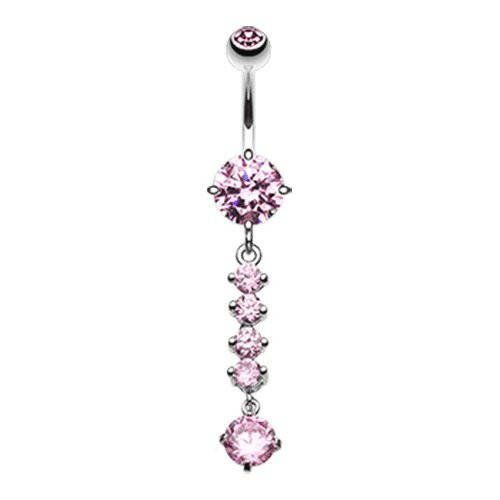 Elite Multi Gem Cubic Zirconia Belly Buton Ring Navel Ring Impulse Piercings Pink